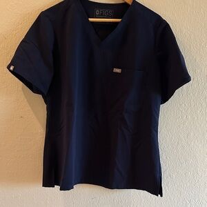 Figs Deep Blue V-Neck Scrub Top, size Large